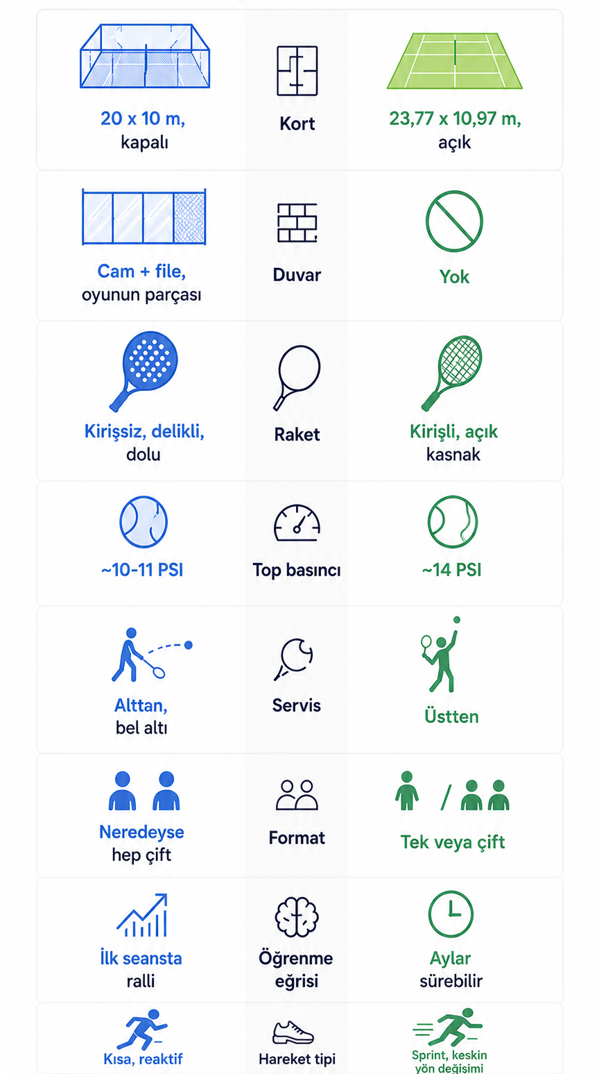 padel tenis farklari